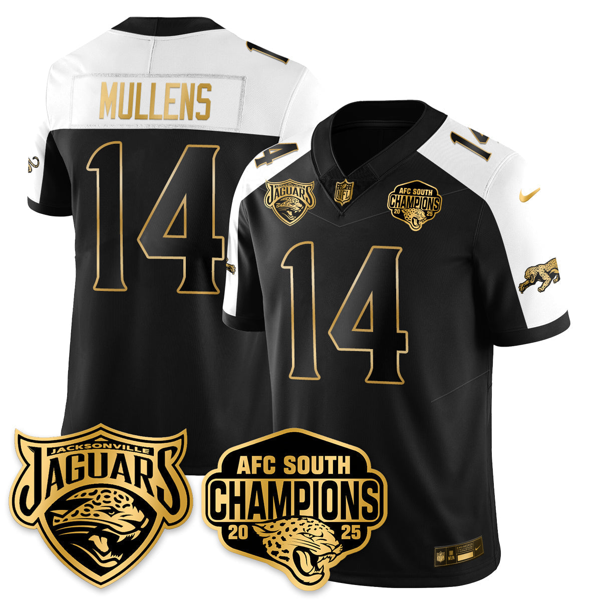 DET AFC South Division Champions Vapor Limited Gold Jersey - All Stitched-DTD