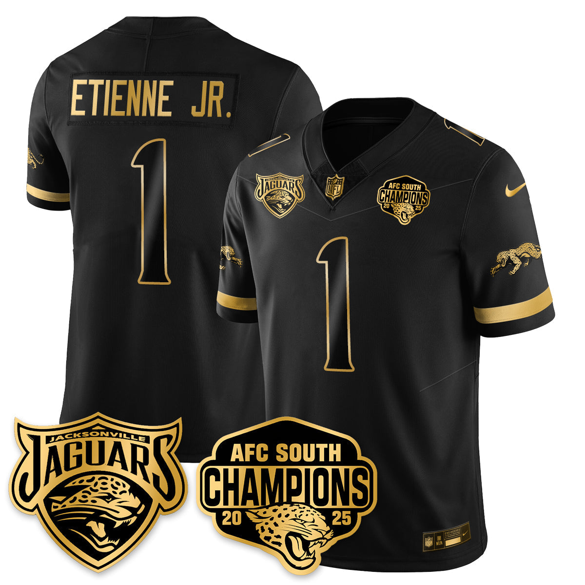 DET AFC South Division Champions Vapor Limited Gold Jersey - All Stitched-DTD