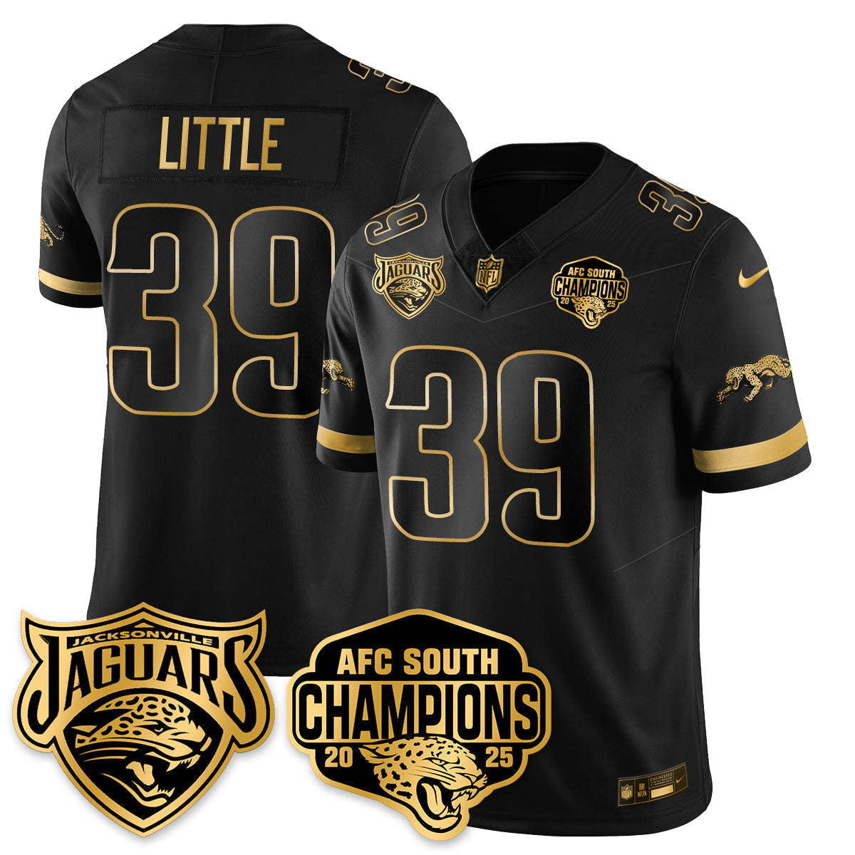DET AFC South Division Champions Vapor Limited Gold Jersey - All Stitched-DTD