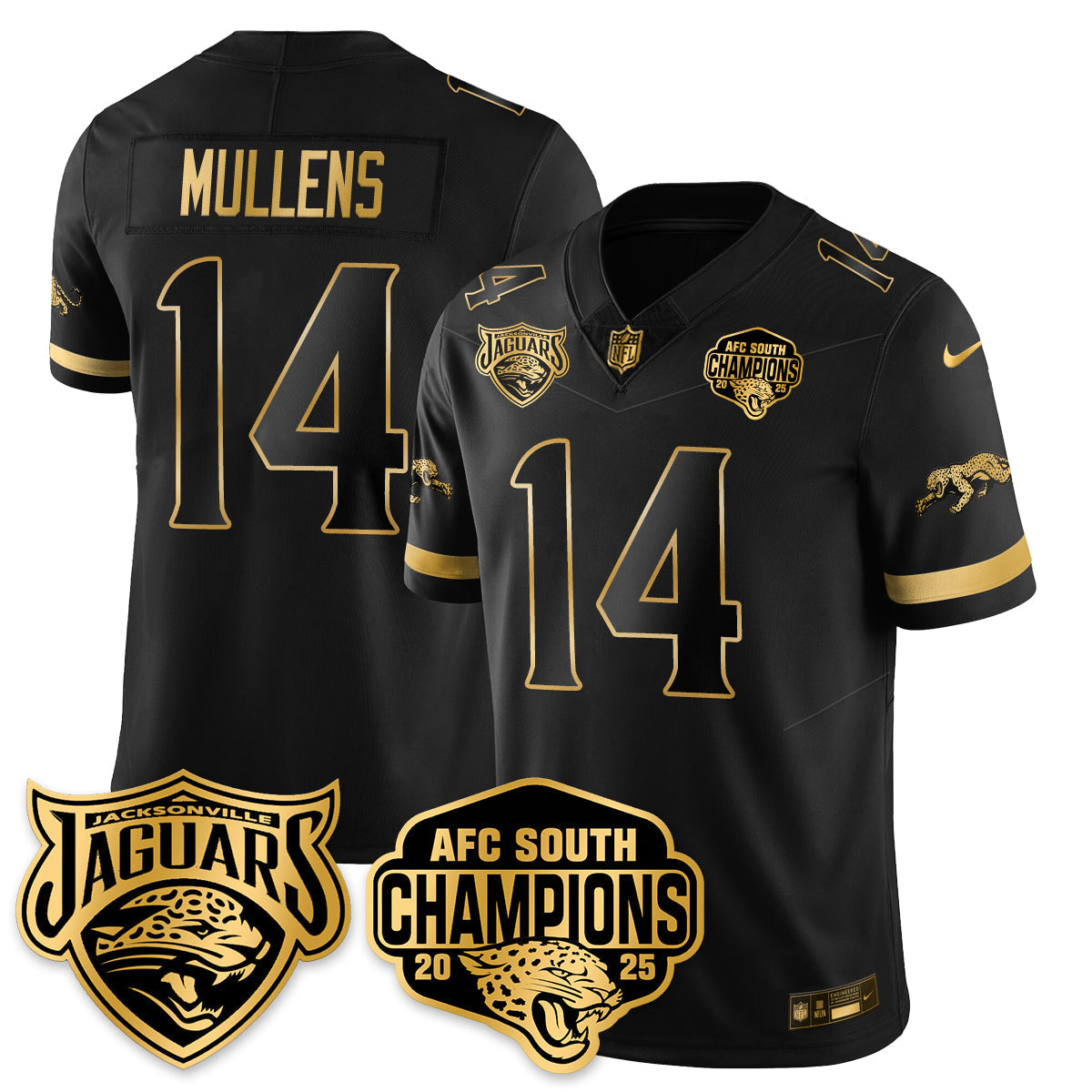 DET AFC South Division Champions Vapor Limited Gold Jersey - All Stitched-DTD