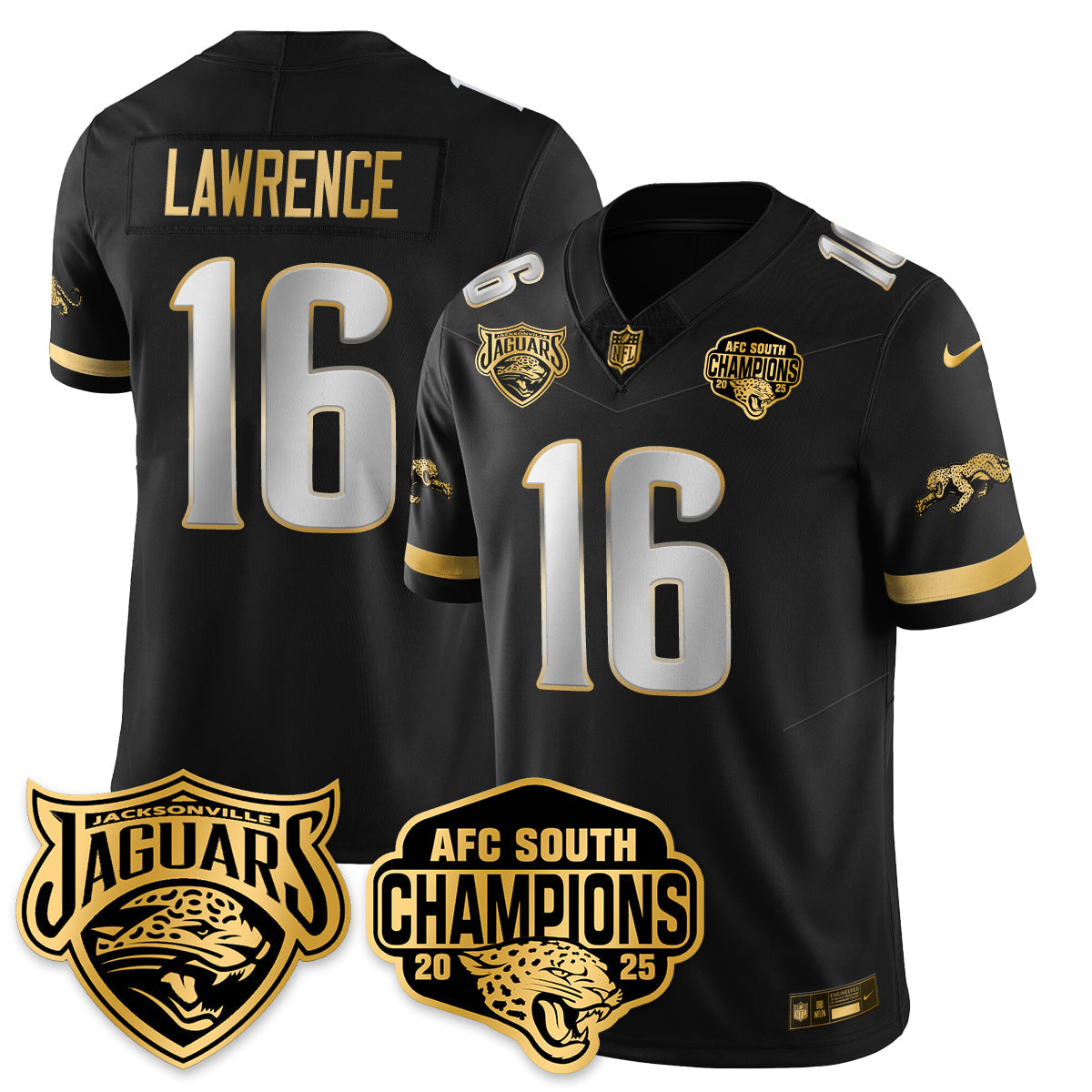 DET AFC South Division Champions Vapor Limited Gold Jersey - All Stitched-DTD