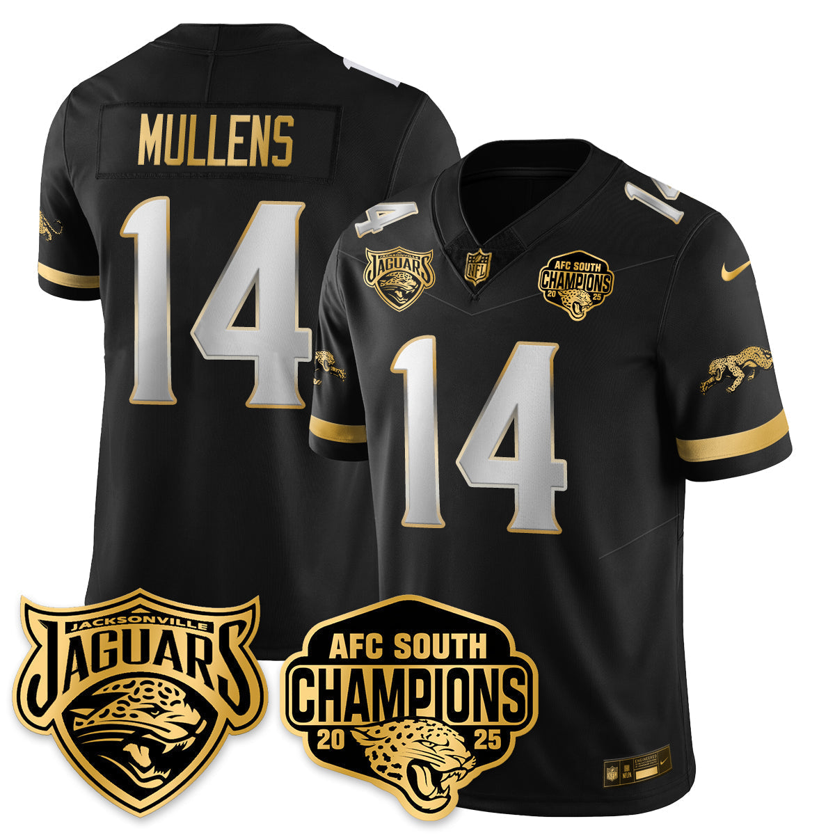 DET AFC South Division Champions Vapor Limited Gold Jersey - All Stitched-DTD