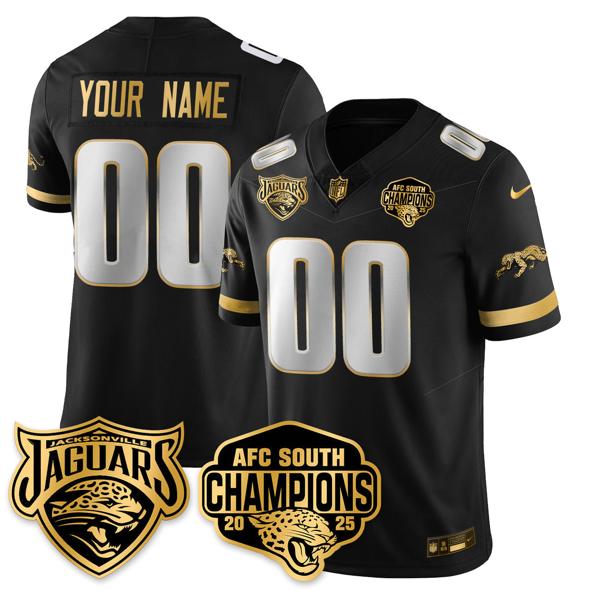 DET AFC South Division Champions Vapor Limited Gold Jersey - All Stitched-DTD