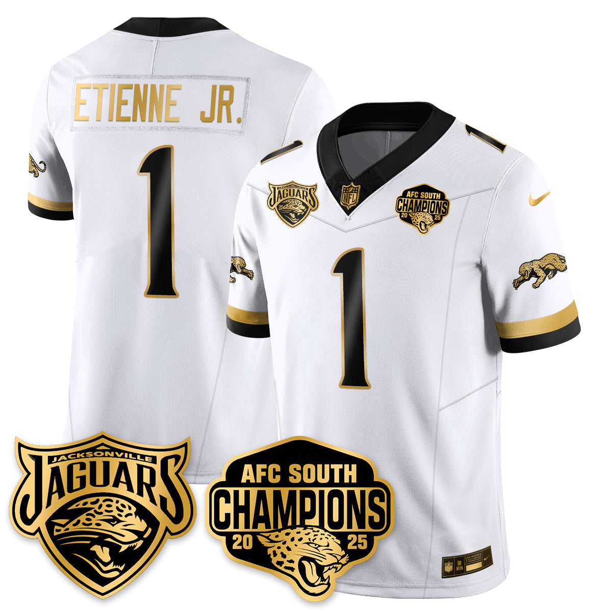 DET AFC South Division Champions Vapor Limited Gold Jersey - All Stitched-DTD