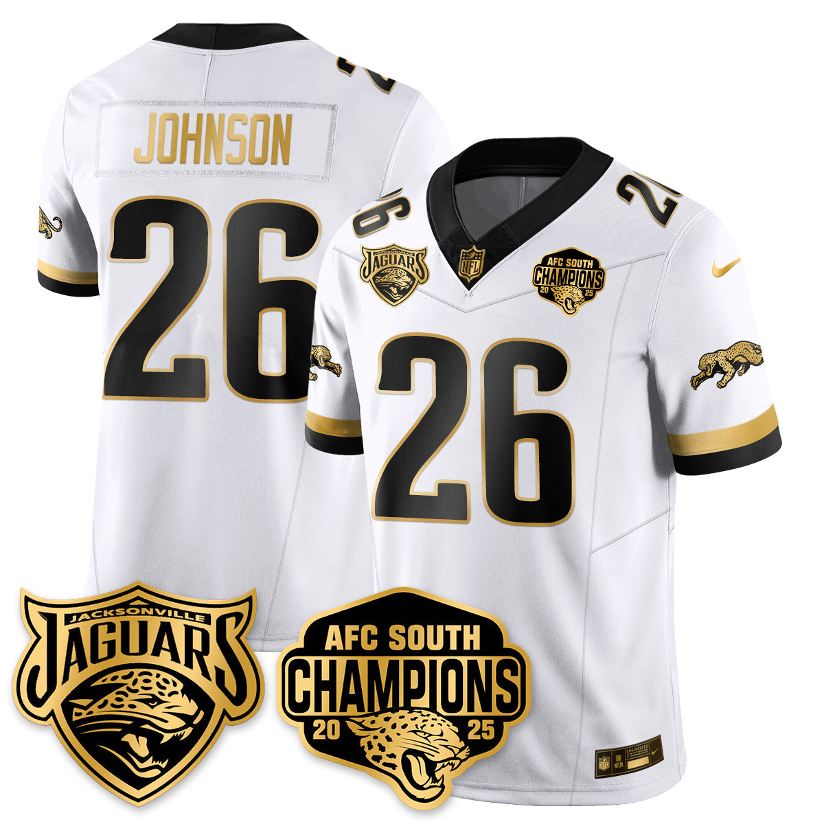 DET AFC South Division Champions Vapor Limited Gold Jersey - All Stitched-DTD