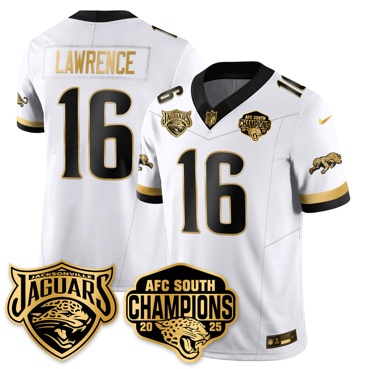 DET AFC South Division Champions Vapor Limited Gold Jersey - All Stitched-DTD