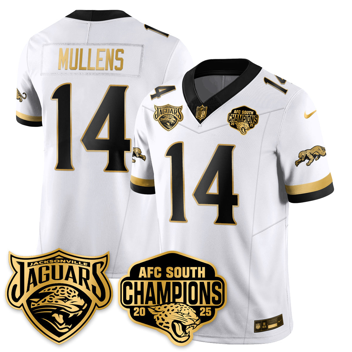 DET AFC South Division Champions Vapor Limited Gold Jersey - All Stitched-DTD