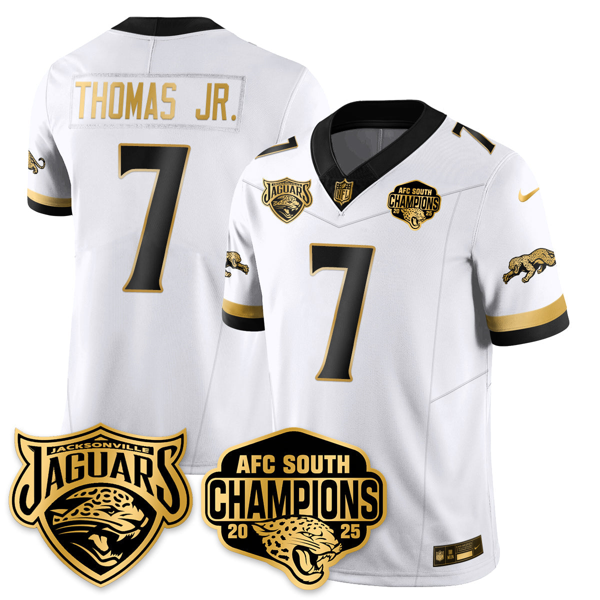 DET AFC South Division Champions Vapor Limited Gold Jersey - All Stitched-DTD