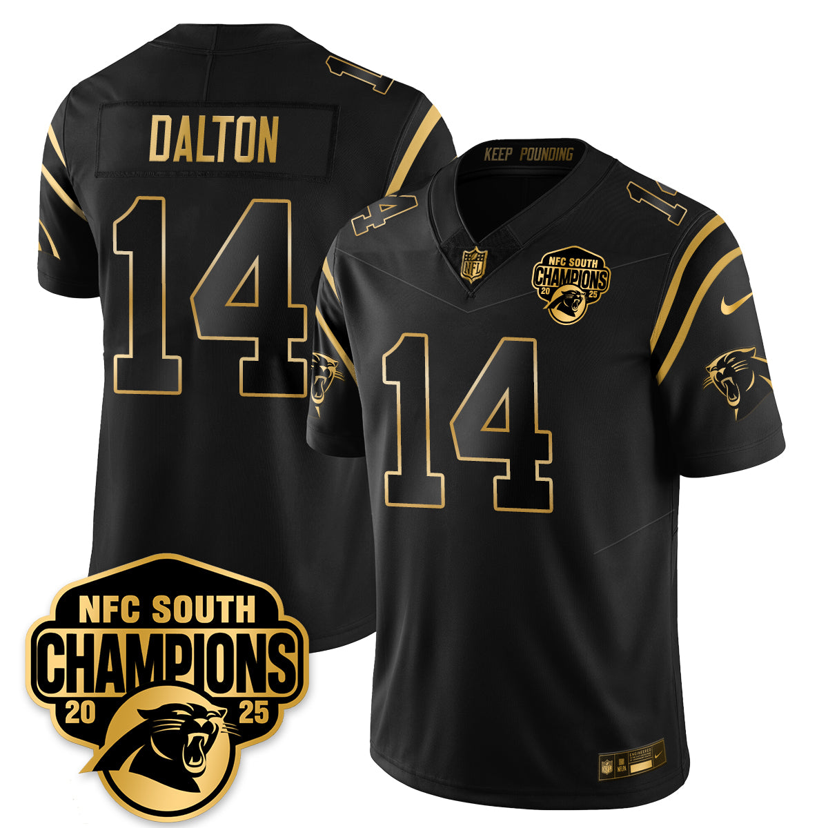 CAR NFC South Division Champions Vapor Limited Gold Jersey - All Stitched-DTD