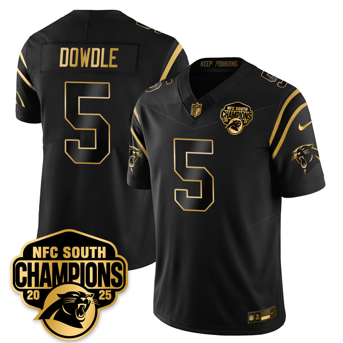 CAR NFC South Division Champions Vapor Limited Gold Jersey - All Stitched-DTD