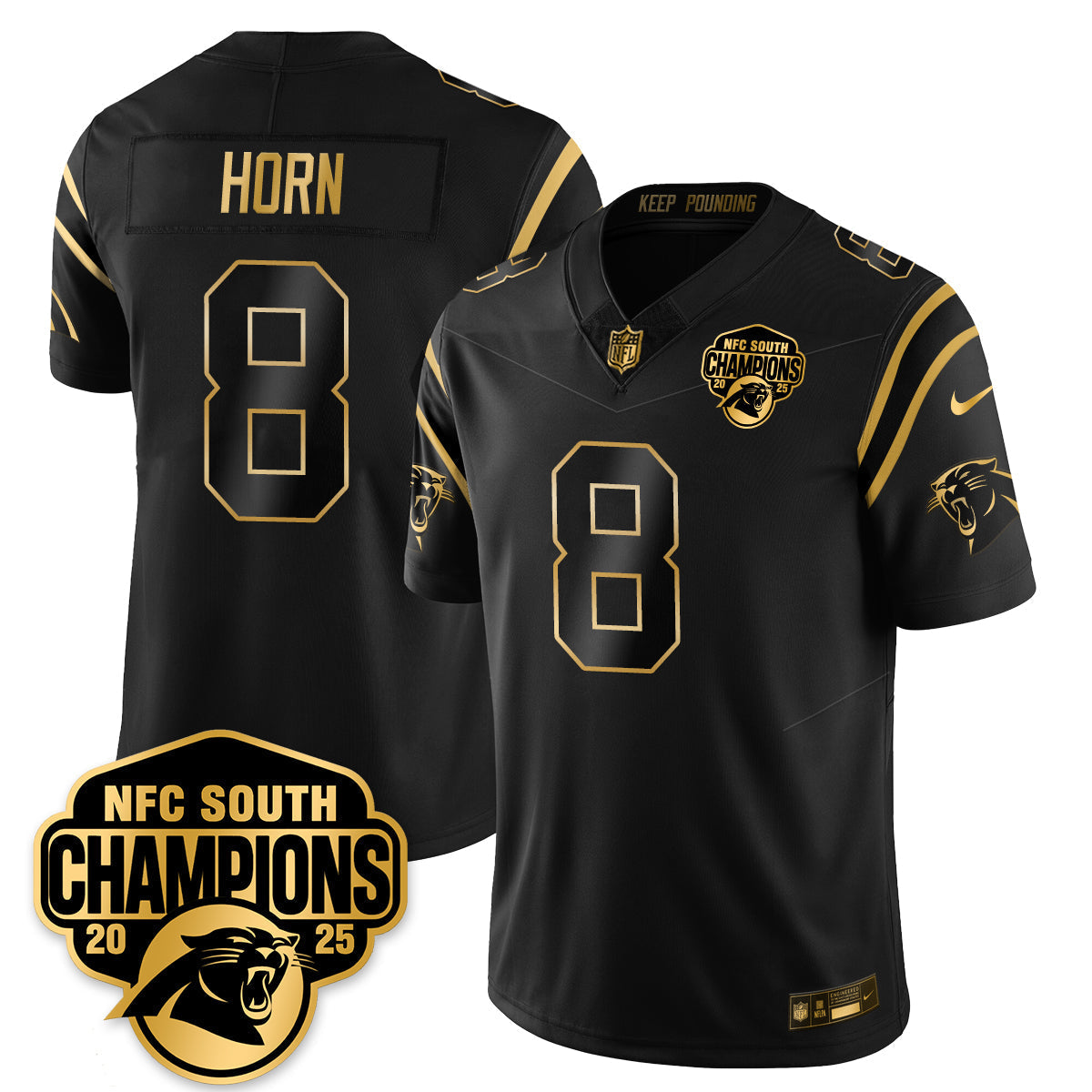 CAR NFC South Division Champions Vapor Limited Gold Jersey - All Stitched-DTD