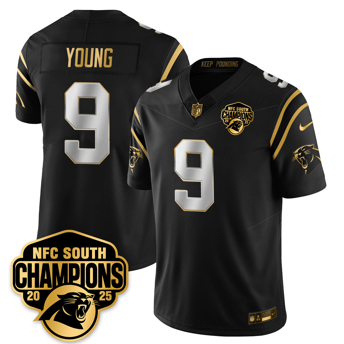 CAR NFC South Division Champions Vapor Limited Gold Jersey - All Stitched-DTD