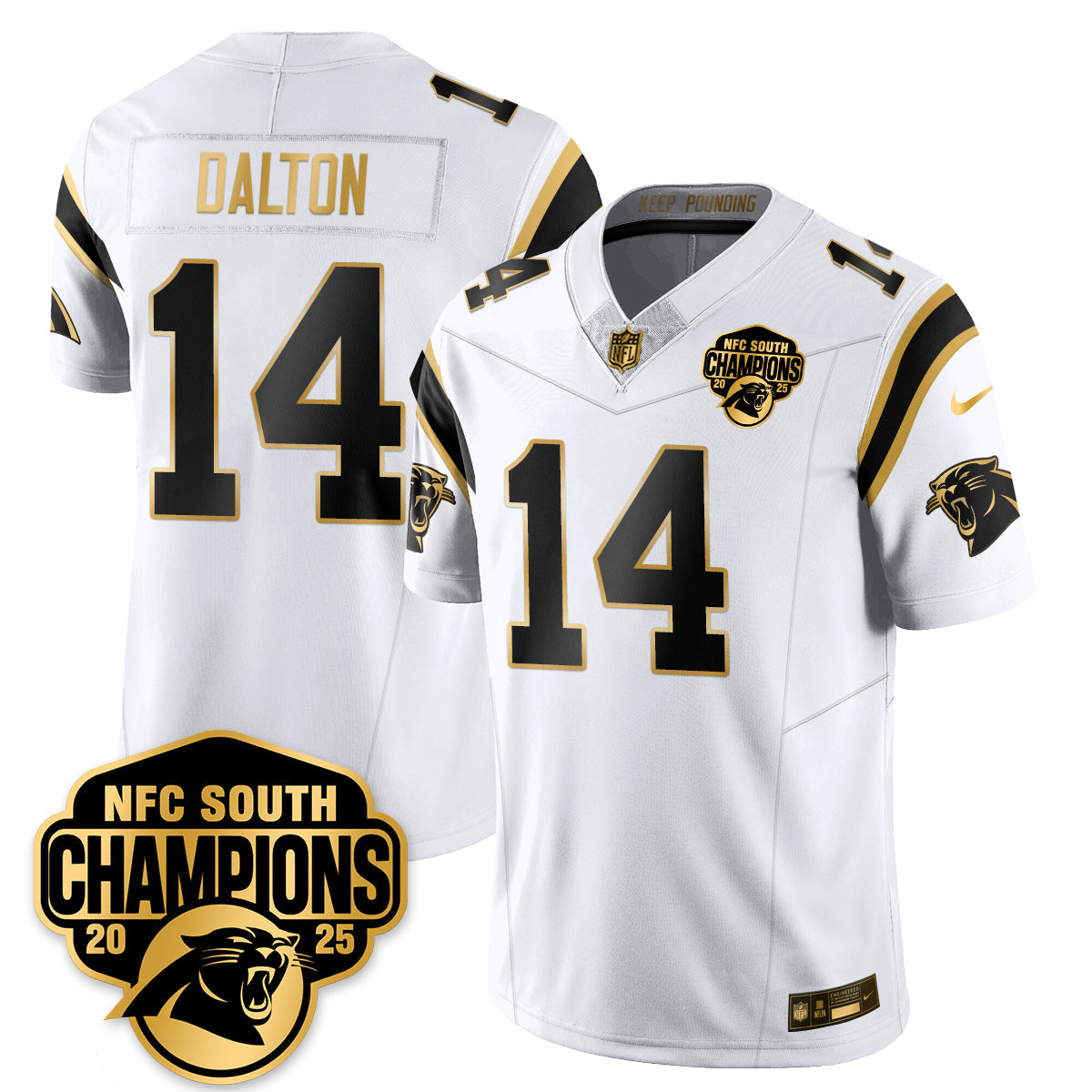 CAR NFC South Division Champions Vapor Limited Gold Jersey - All Stitched-DTD