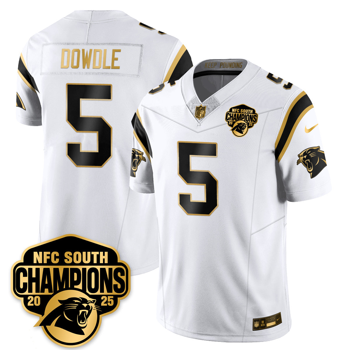 CAR NFC South Division Champions Vapor Limited Gold Jersey - All Stitched-DTD