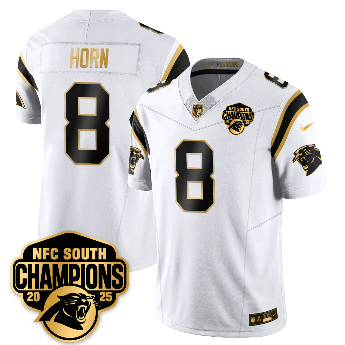 CAR NFC South Division Champions Vapor Limited Gold Jersey - All Stitched-DTD
