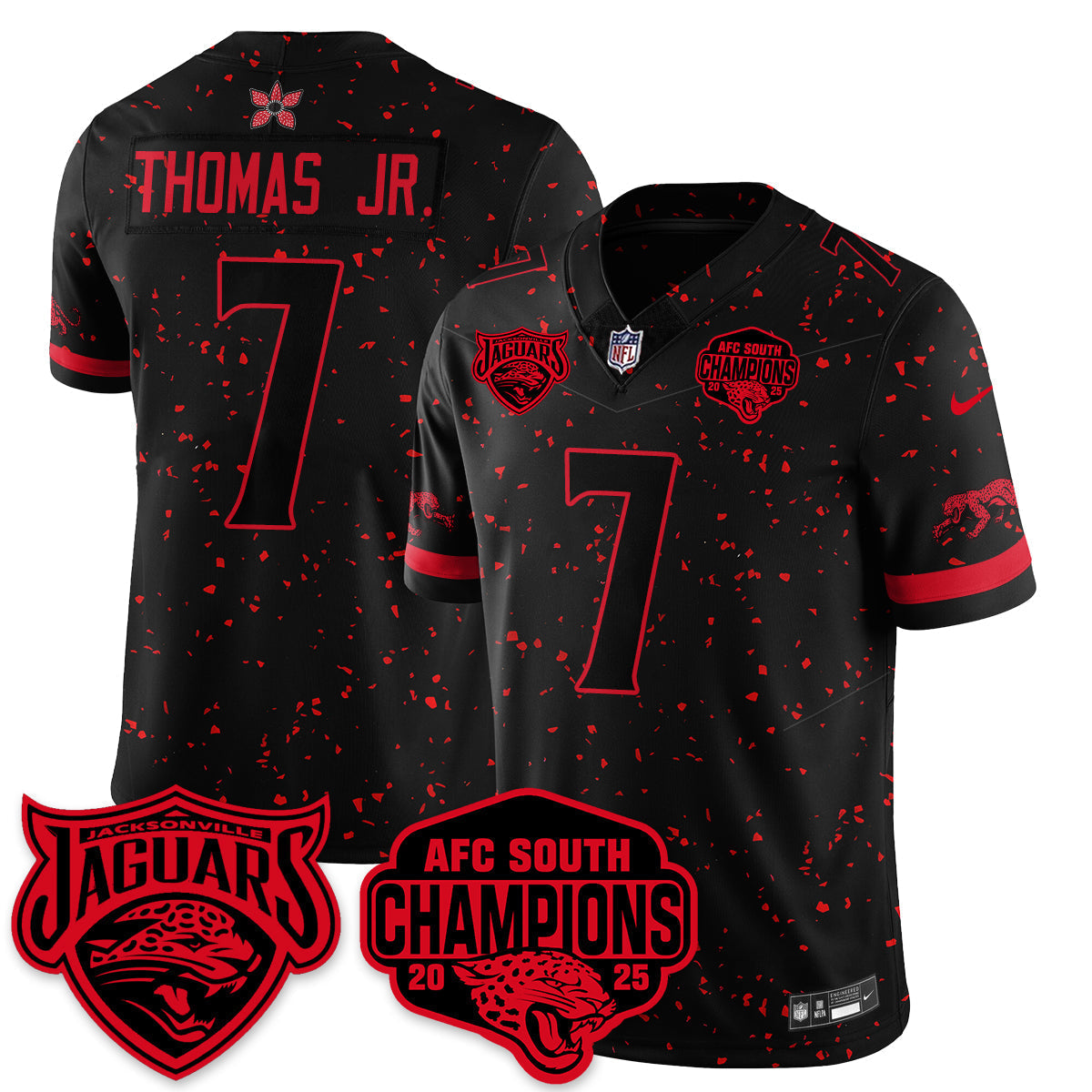 DET Stranger Things AFC South Division Champions Vapor Limited Throwback Jersey - All Stitched-DTD
