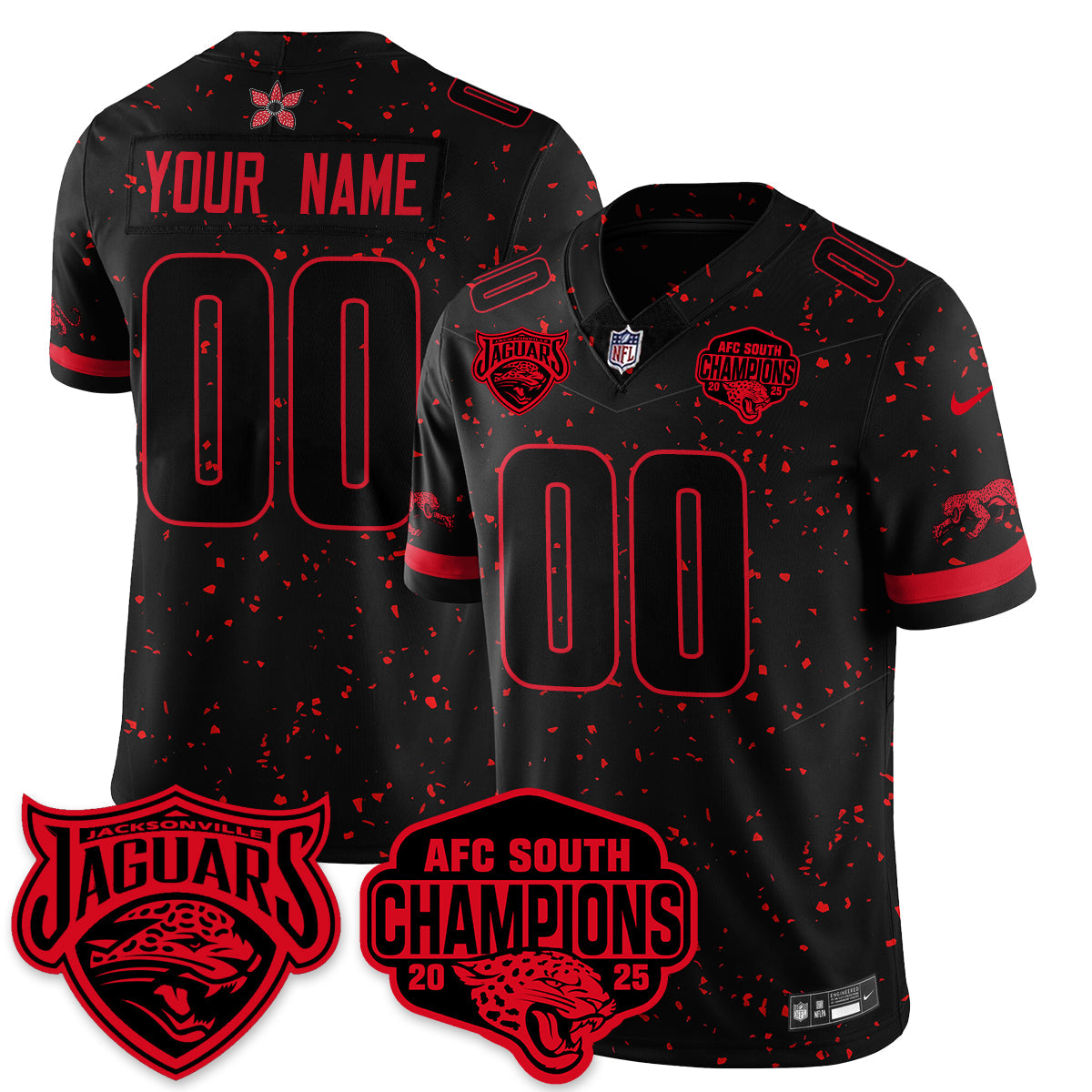 DET Stranger Things AFC South Division Champions Vapor Limited Throwback Jersey - All Stitched-DTD