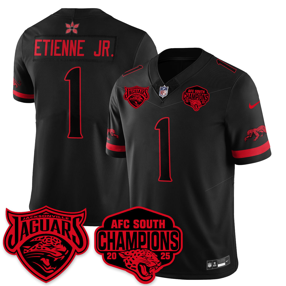 DET Stranger Things AFC South Division Champions Vapor Limited Throwback Jersey - All Stitched-DTD