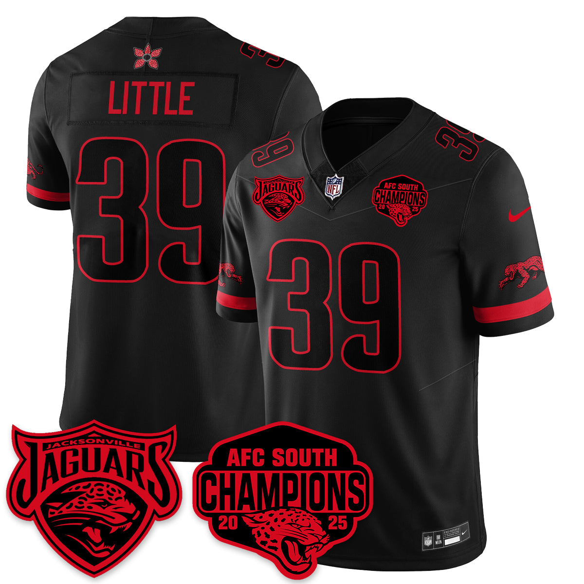 DET Stranger Things AFC South Division Champions Vapor Limited Throwback Jersey - All Stitched-DTD