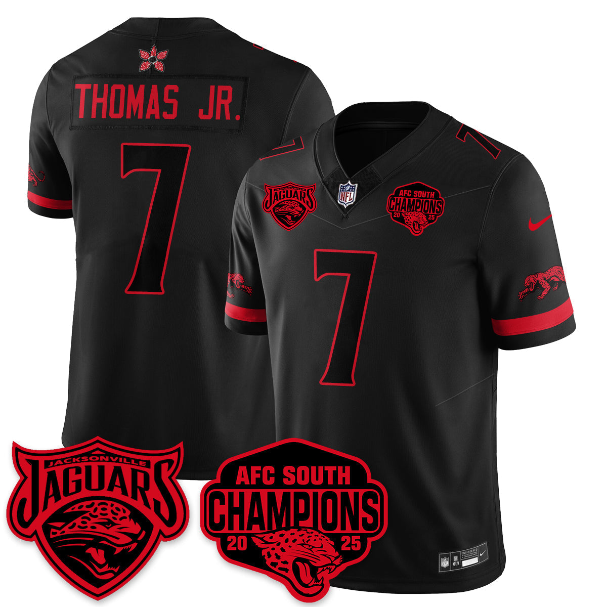 DET Stranger Things AFC South Division Champions Vapor Limited Throwback Jersey - All Stitched-DTD