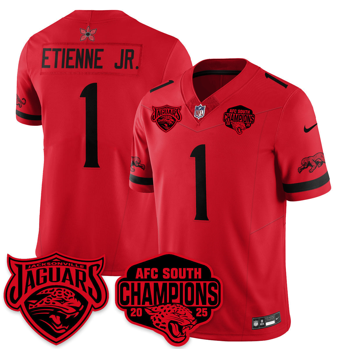 DET Stranger Things AFC South Division Champions Vapor Limited Throwback Jersey - All Stitched-DTD