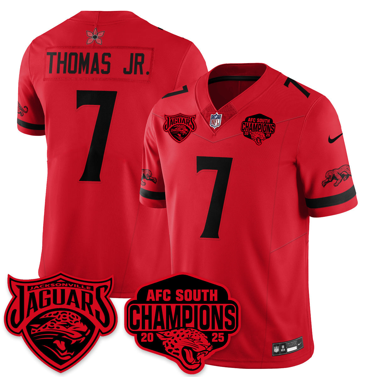 DET Stranger Things AFC South Division Champions Vapor Limited Throwback Jersey - All Stitched-DTD