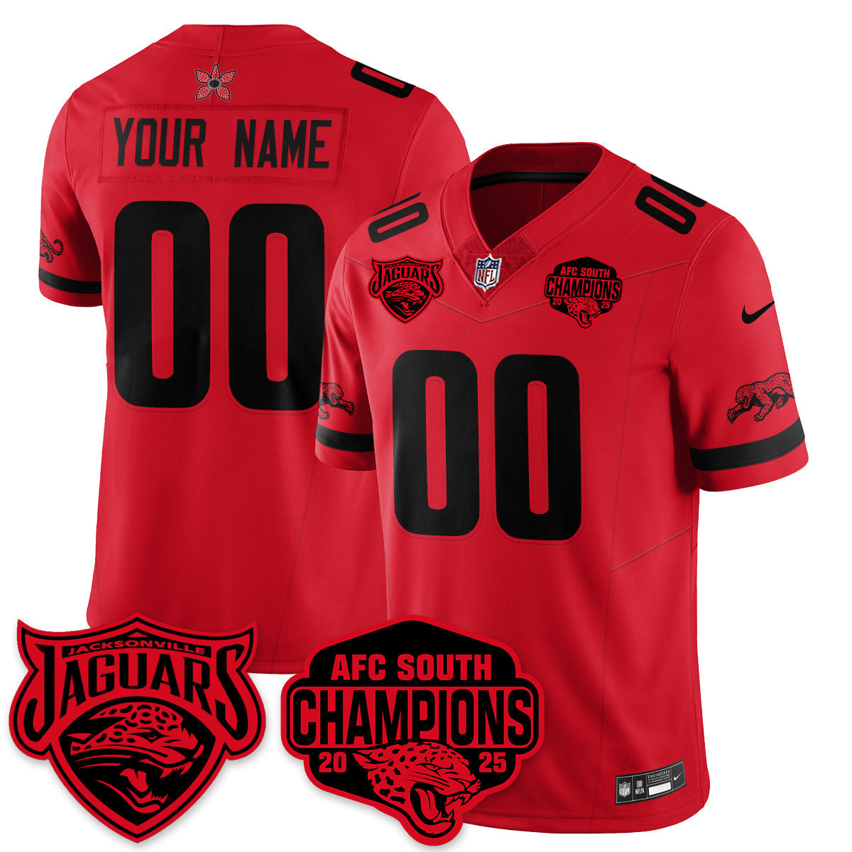 Custom DET Stranger Things AFC South Division Champions Vapor Limited Throwback Jersey - All Stitched-DTD