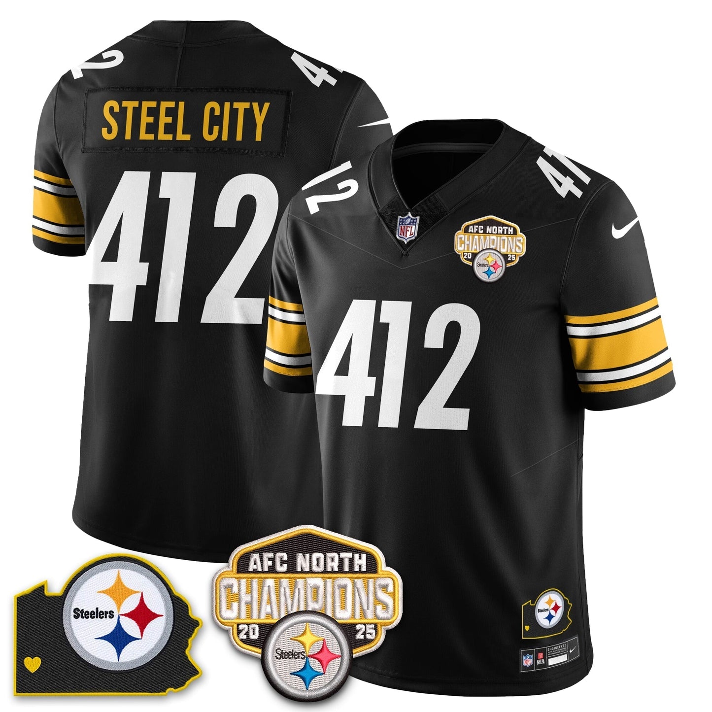 PIT AFC North Division Champions Vapor Limited Jersey N1 - All Stitched-DTD