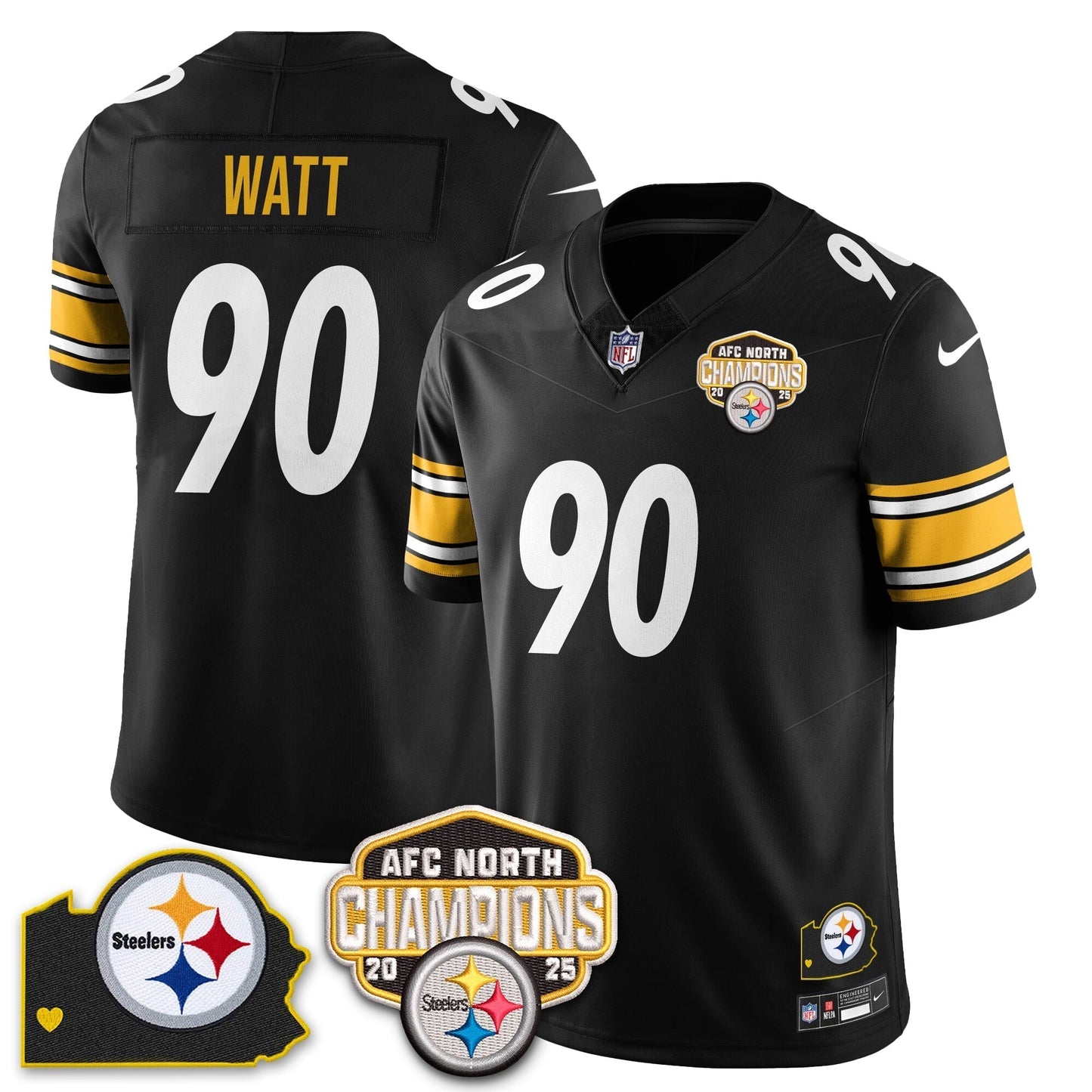 PIT AFC North Division Champions Vapor Limited Gold Jersey N2 - All Stitched-DTD