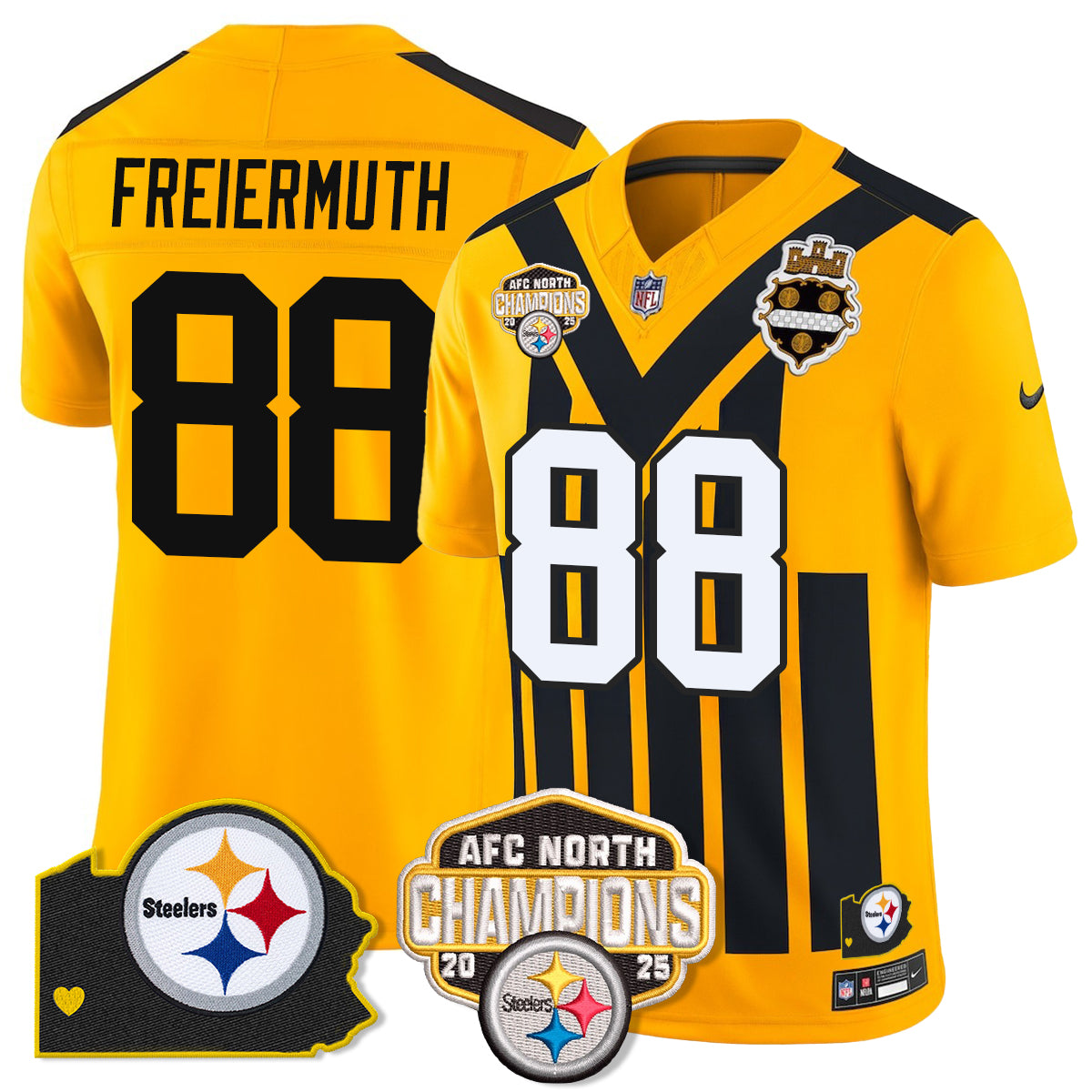 PIT AFC North Division Champions Vapor Limited Gold Jersey N2 - All Stitched-DTD