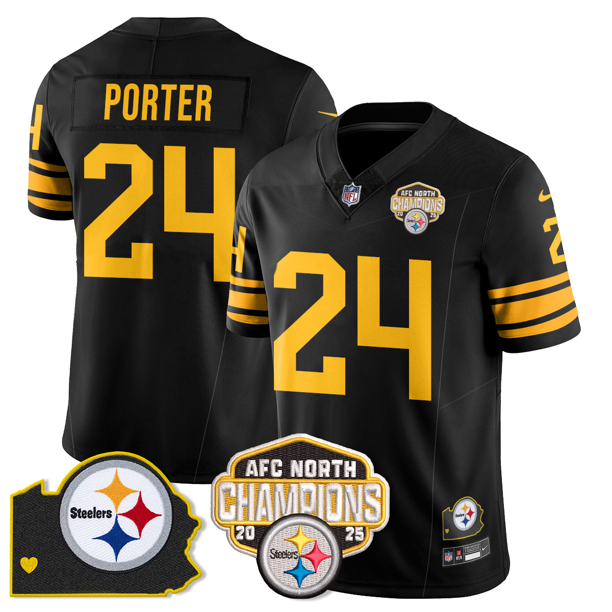 PIT AFC North Division Champions Vapor Limited Gold Jersey N2 - All Stitched-DTD