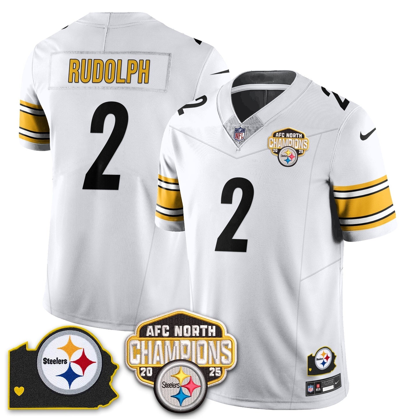 PIT AFC North Division Champions Vapor Limited Gold Jersey N2 - All Stitched-DTD