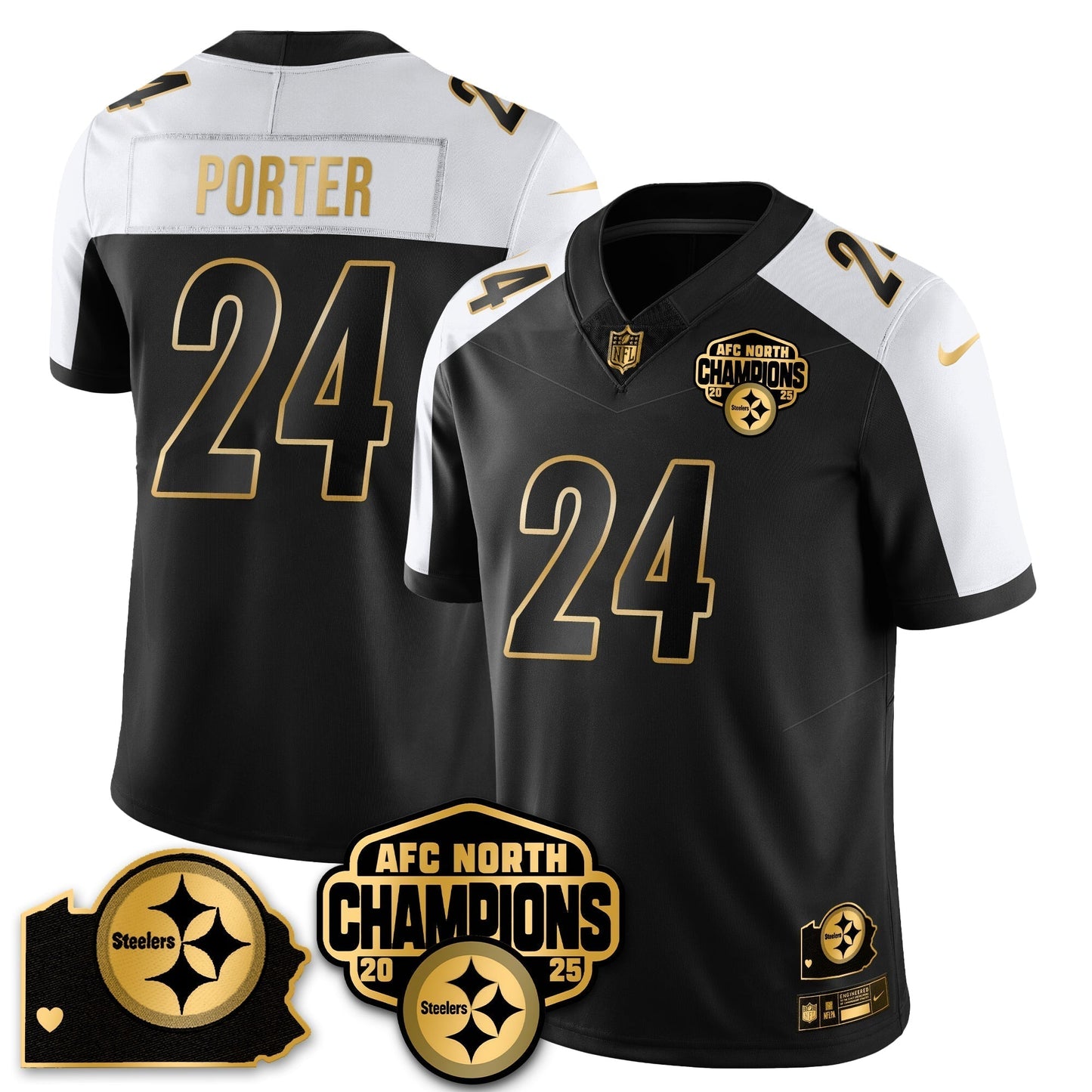 PIT AFC North Division Champions Vapor Limited Gold Jersey N2 - All Stitched-DTD