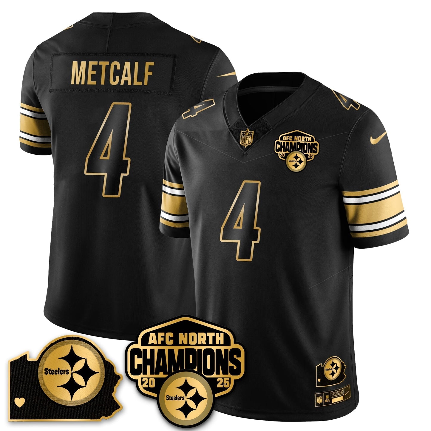 PIT AFC North Division Champions Vapor Limited Gold Jersey N2 - All Stitched-DTD