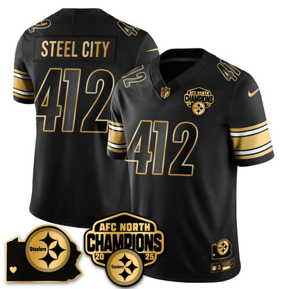 PIT AFC North Division Champions Vapor Limited Jersey N1 - All Stitched-DTD
