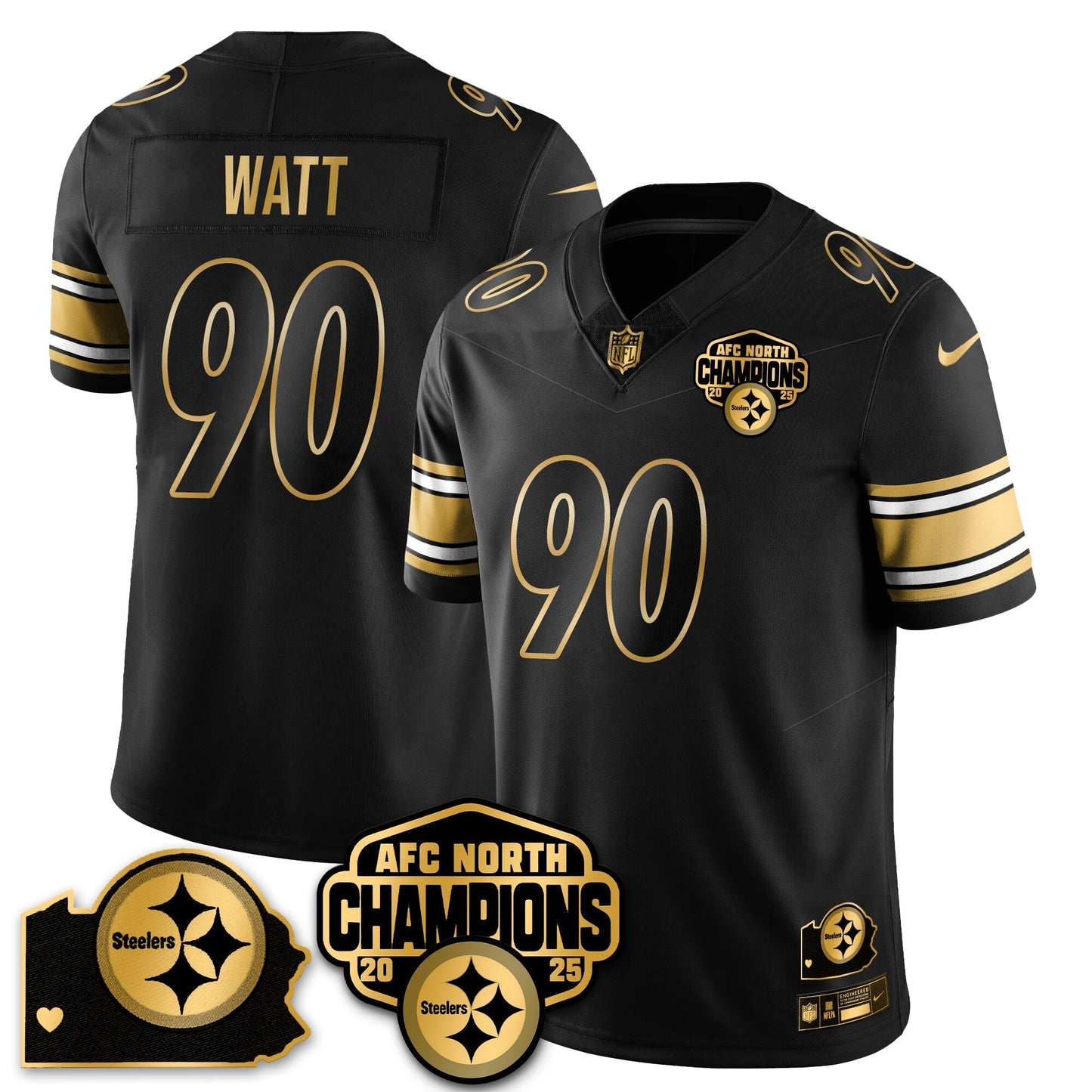 PIT AFC North Division Champions Vapor Limited Gold Jersey - All Stitched-DTD