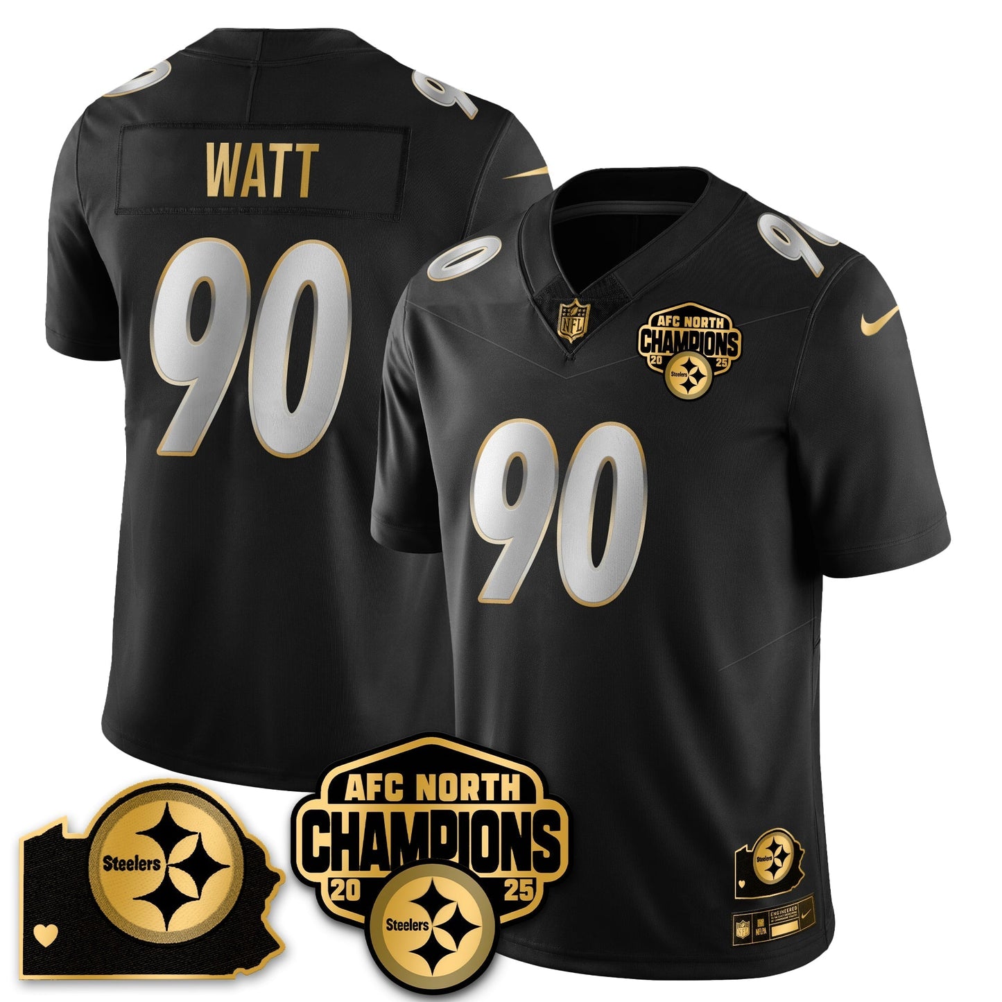 PIT AFC North Division Champions Vapor Limited Gold Jersey - All Stitched-DTD