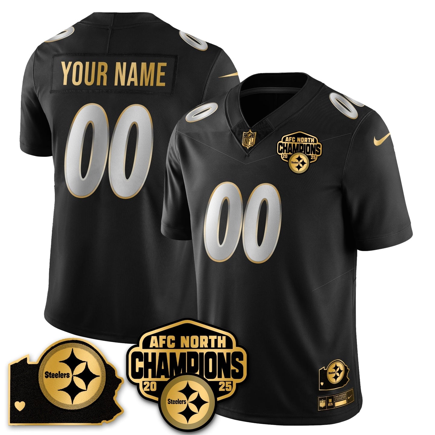 Custom PIT AFC North Division Champions Vapor Limited Gold Jersey - All Stitched-DTD