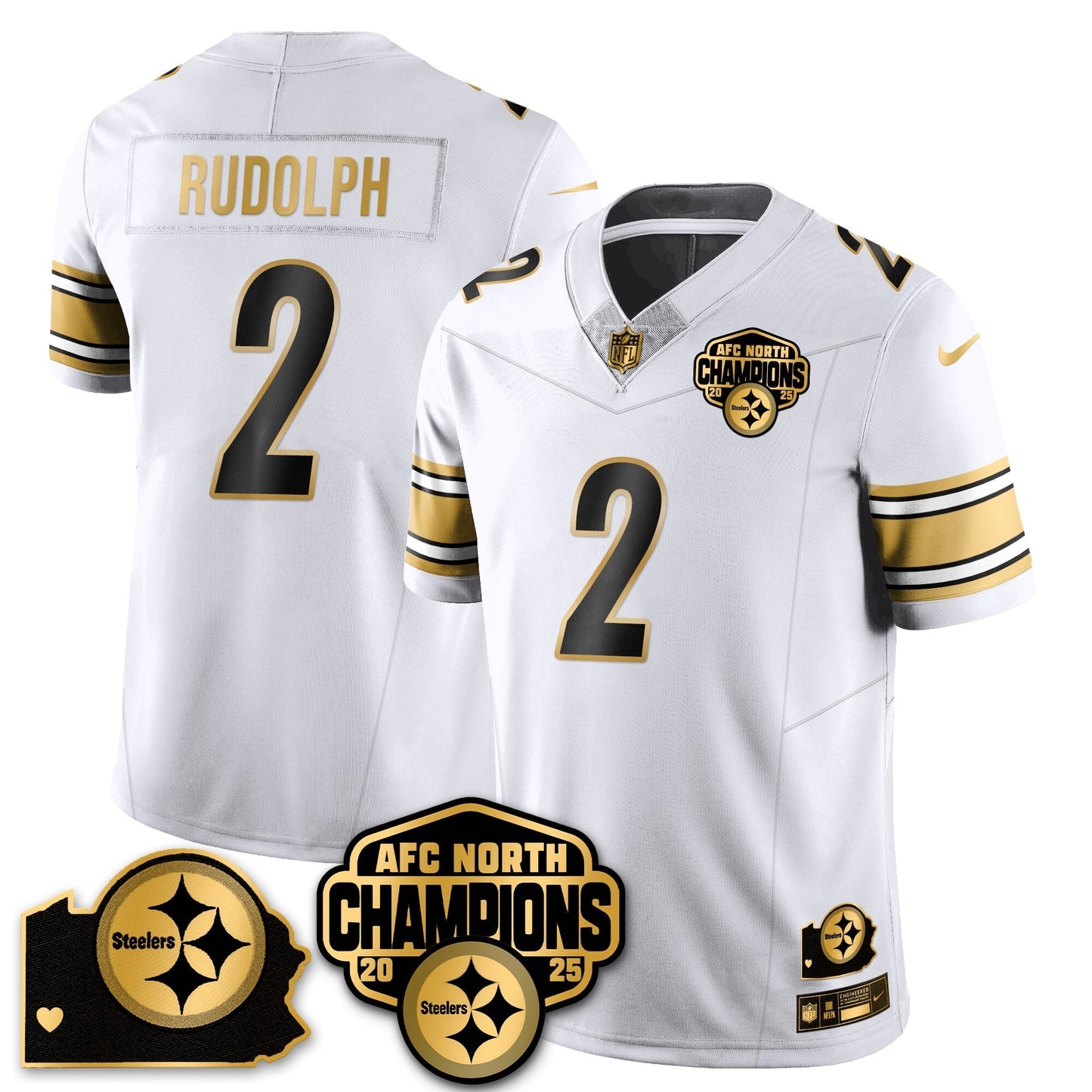 PIT AFC North Division Champions Vapor Limited Gold Jersey - All Stitched-DTD