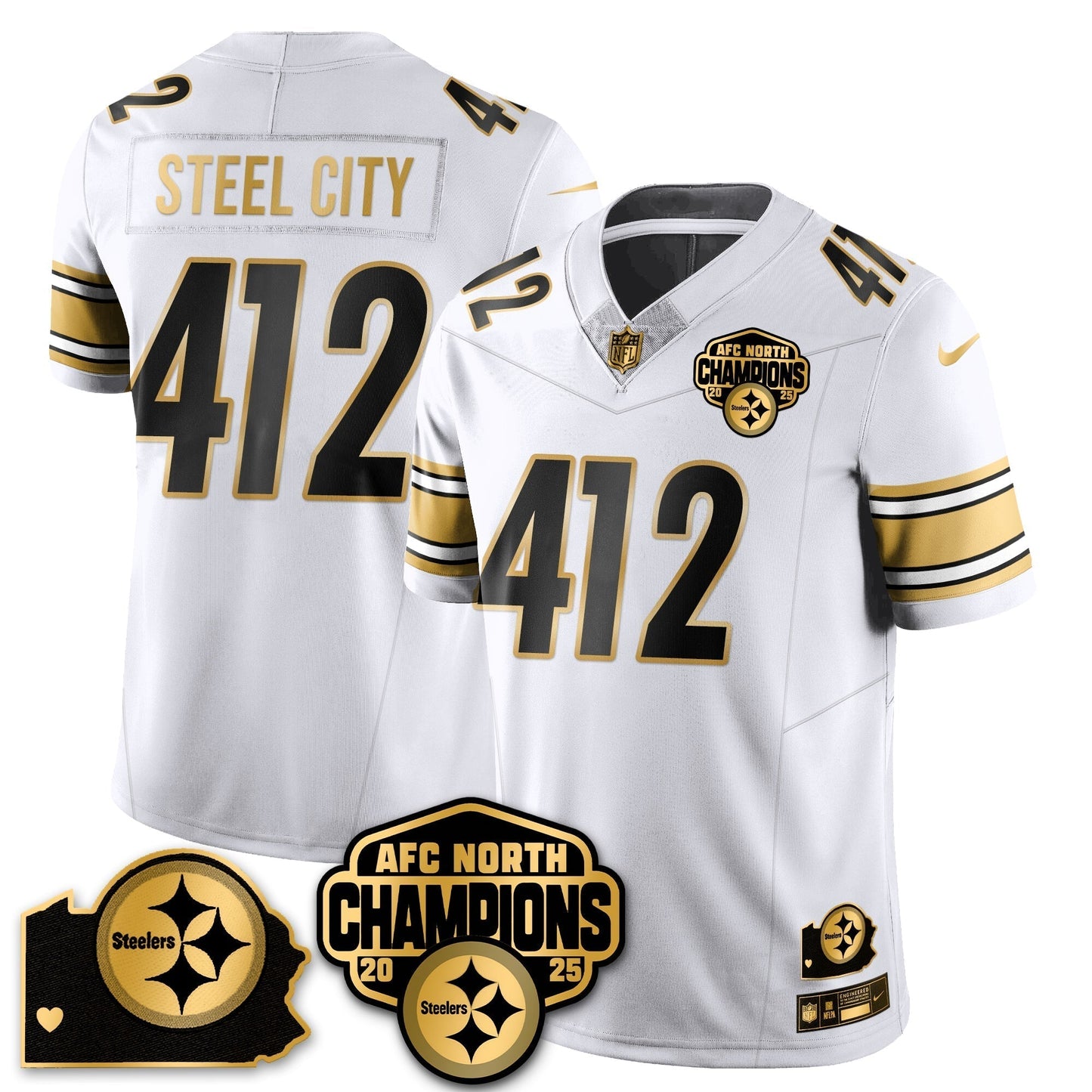 PIT AFC North Division Champions Vapor Limited Gold Jersey N2 - All Stitched-DTD