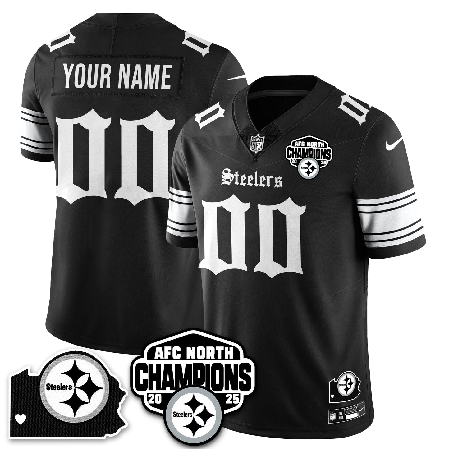 PIT Gothic AFC North Division Champions Vapor Limited Custom Jersey - All Stitched-DTD