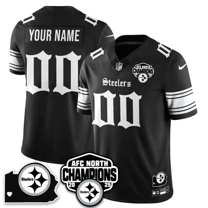 PIT Gothic AFC North Division Champions Vapor Limited Custom Jersey - All Stitched-DTD