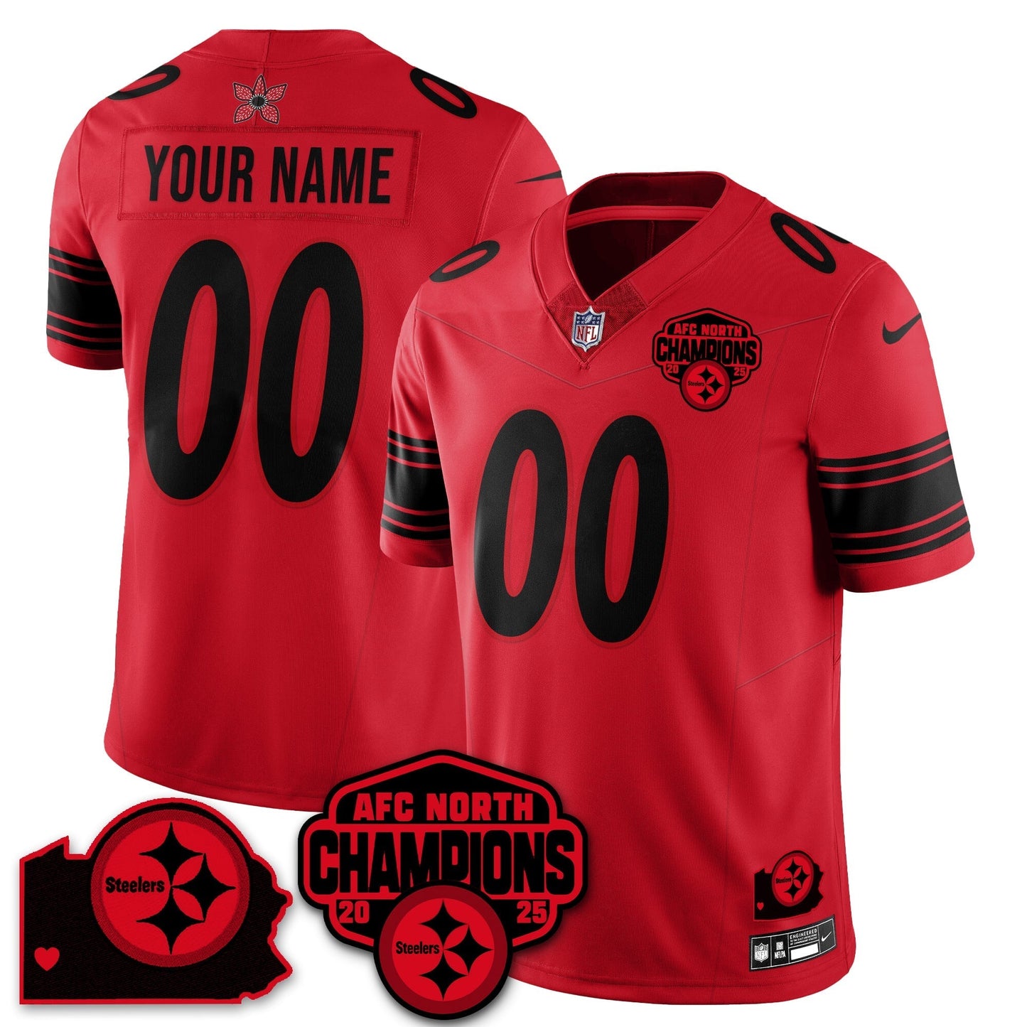 PIT Stranger Things AFC North Division Champions Vapor Limited Custom Jersey - All Stitched-DTD