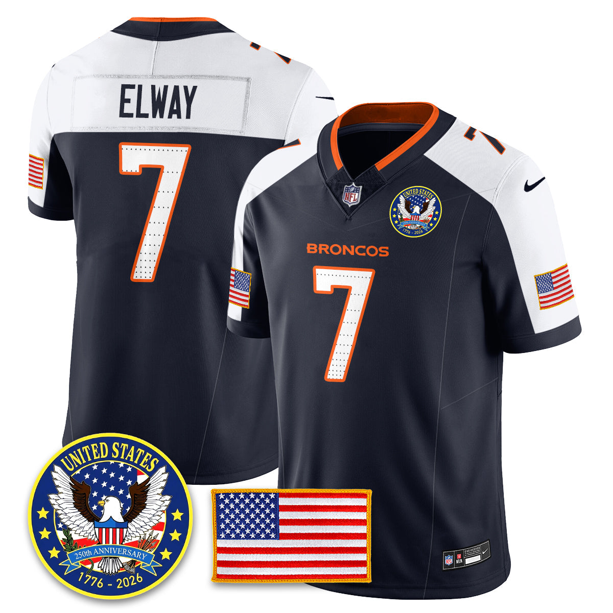 DEN "United States 250th Anniversary Patch" Vapor Limited Jersey - All Stitched-DTD