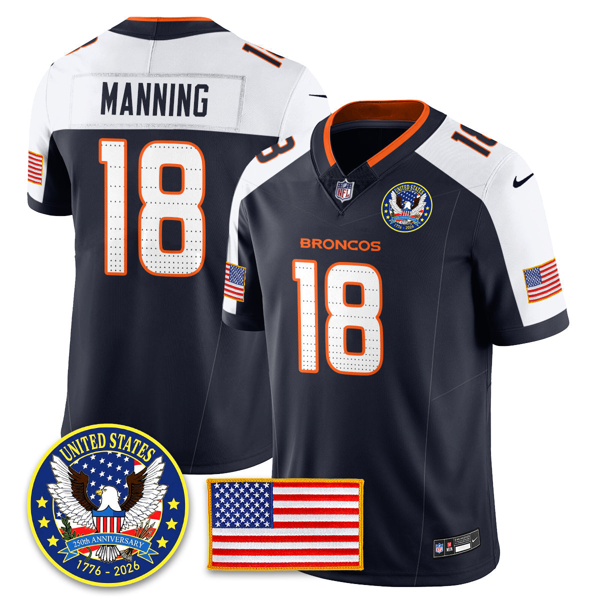 DEN "United States 250th Anniversary Patch" Vapor Limited Jersey - All Stitched-DTD