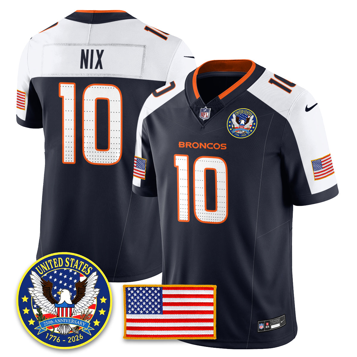 DEN "United States 250th Anniversary Patch" Vapor Limited Jersey - All Stitched-DTD