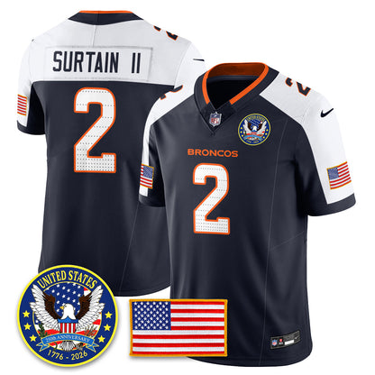 DEN "United States 250th Anniversary Patch" Vapor Limited Jersey - All Stitched-DTD