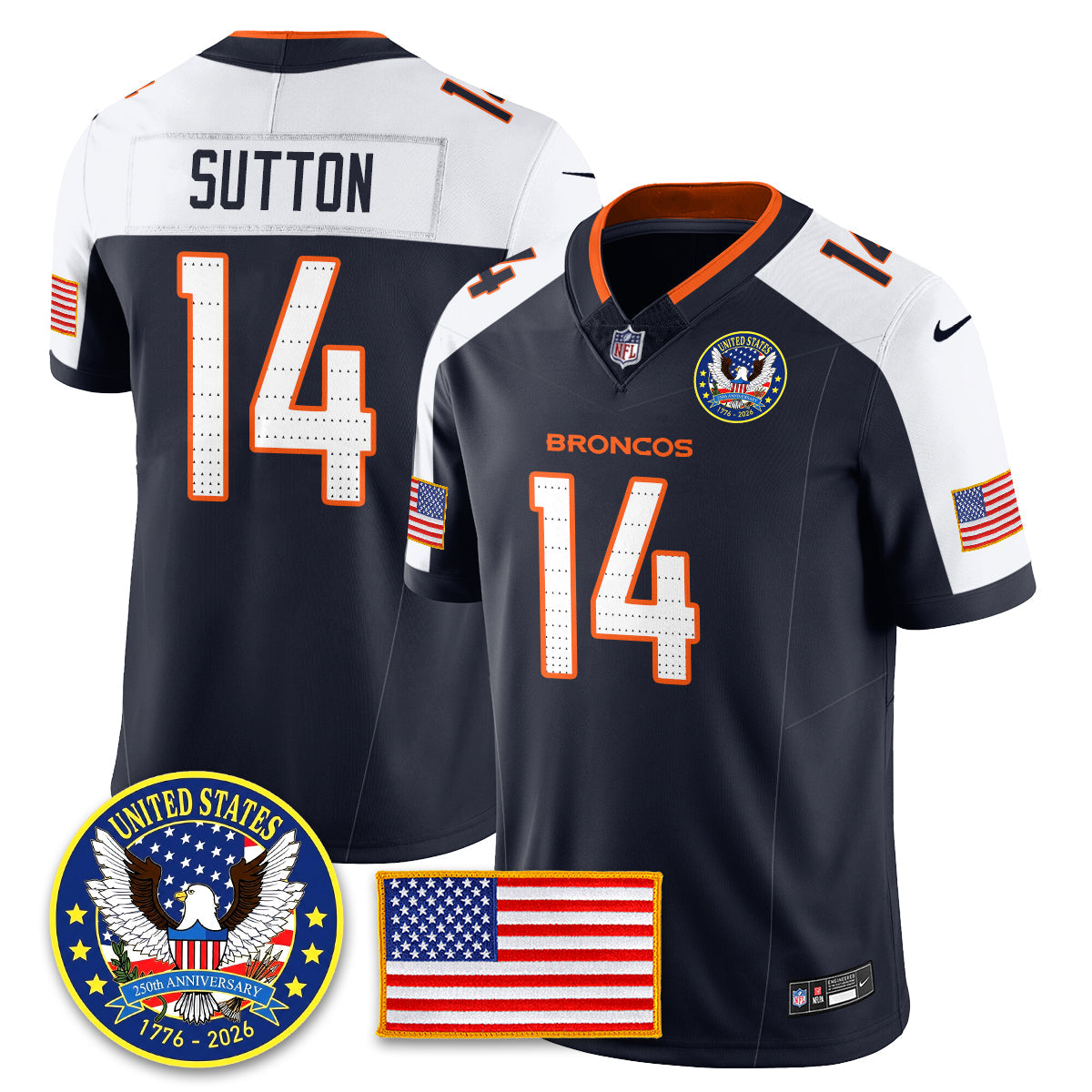 DEN "United States 250th Anniversary Patch" Vapor Limited Jersey - All Stitched-DTD