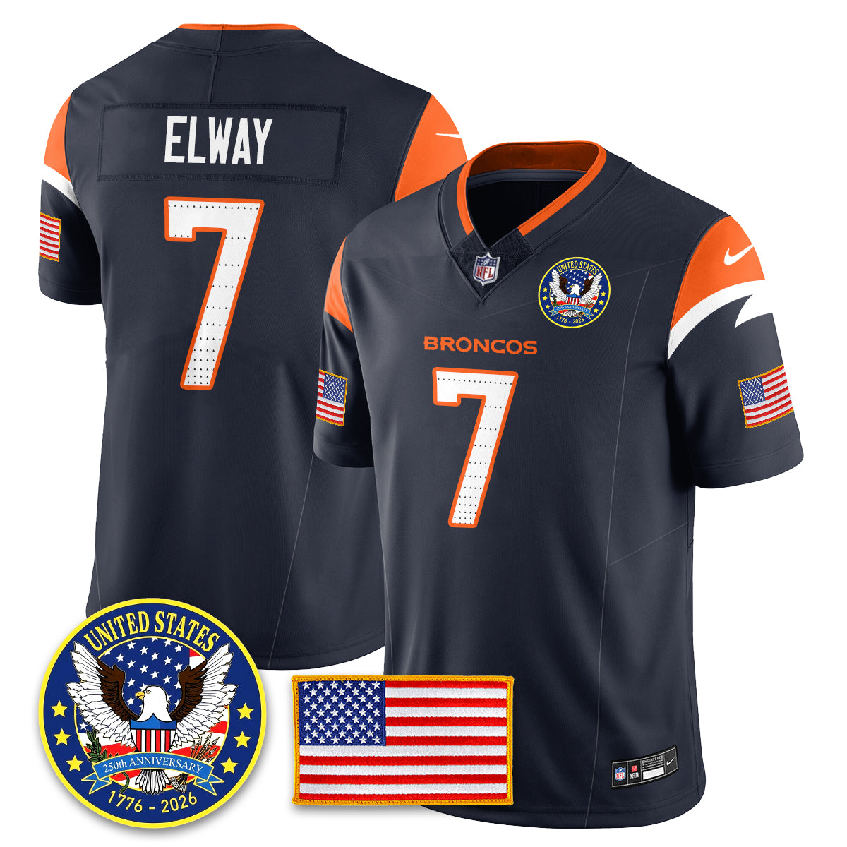 DEN "United States 250th Anniversary Patch" Vapor Limited Jersey - All Stitched-DTD