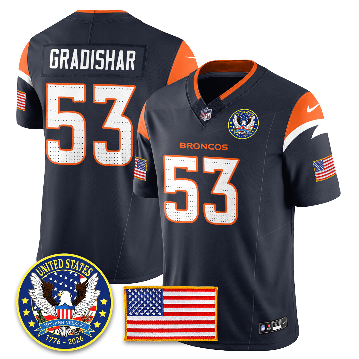 DEN "United States 250th Anniversary Patch" Vapor Limited Jersey - All Stitched-DTD